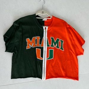 Lo + Jo: Cropped UM Top, Dark Green & Orange, Size S